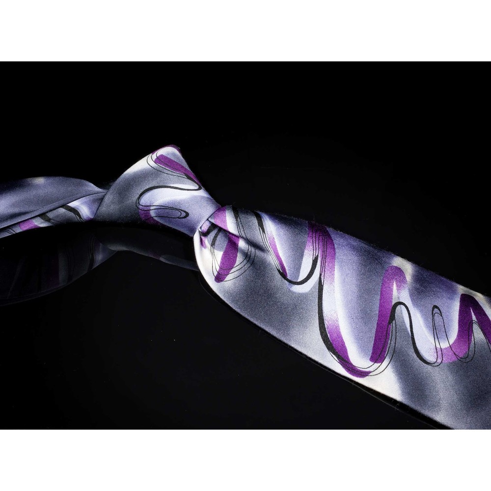 Jerry Garcia 100% Silk Tie Gray Purple Abstract "Floating Planes" Collection 52